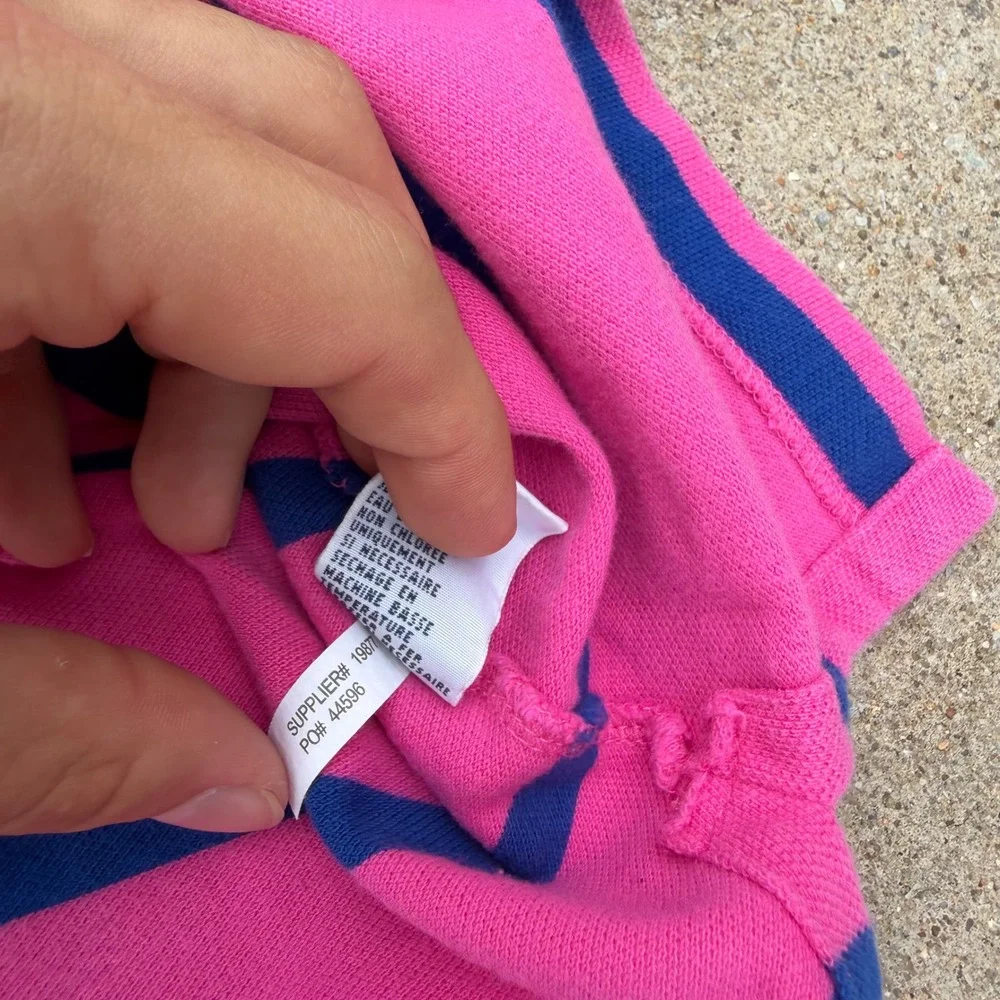 Polo Ralph Lauren Polo Shirt Mens XL Pink Blue Striped Cotton Preppy Classic